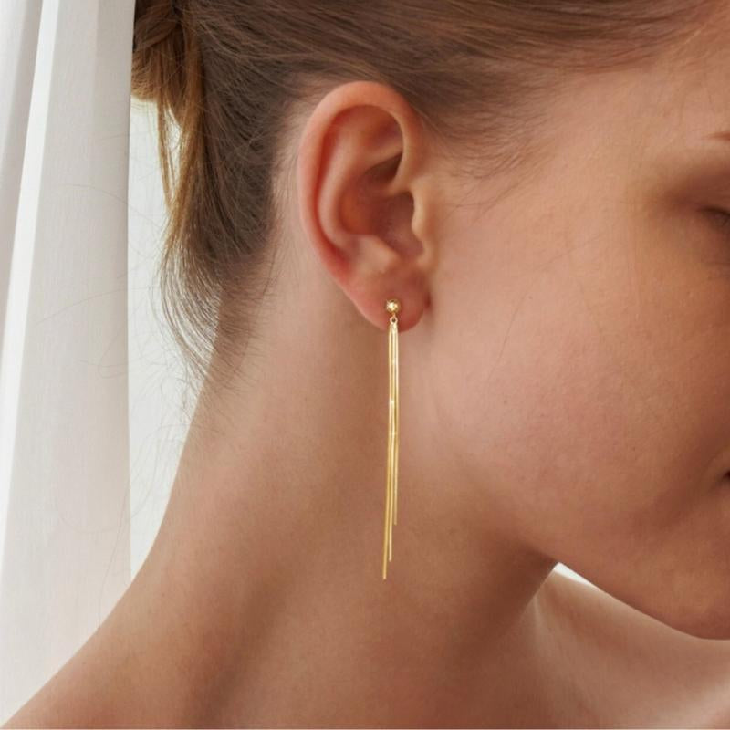 NECOCY 3 Zircon Ear Thread Tassel Pendant Earrings for Women Dainty Long Hanging Chain Trendy Hypoallergenic Dangling Threader Earrings for Fashion Lightweight High Quality Dealsforyoudays