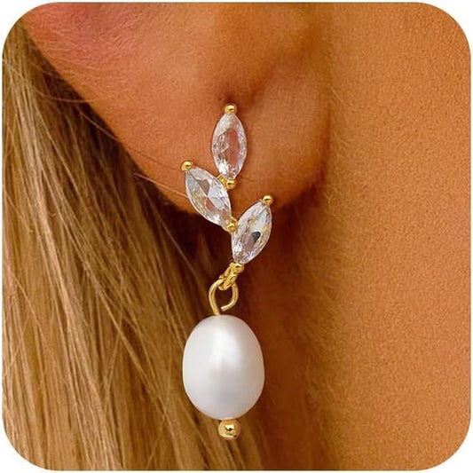 Trendy Hoop Earrings Dainty Hypoallergenic Earrings Elegant Wedding Pearl Dangle Huggie Earrings Birthday Gifts for Women